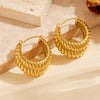 Titanium Steel Geometric Inlaid Zircon Oval Cartoon Earrings Gold Plated Vacuum Electroplated In Furnace