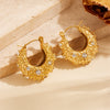 Titanium Steel Geometric Inlaid Zircon Oval Cartoon Earrings Gold Plated Vacuum Electroplated In Furnace