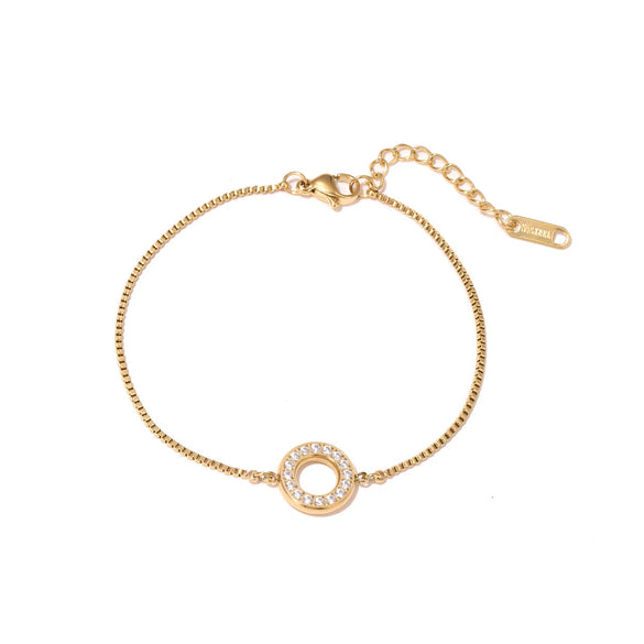 Titanium Steel Geometric Inlaid Zircon Women's Fashion Ring And Bracelet Hand Jewelry Electroplated
