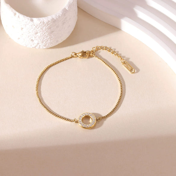 Titanium Steel Geometric Inlaid Zircon Women's Fashion Ring And Bracelet Hand Jewelry Electroplated