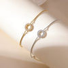 Titanium Steel Geometric Inlaid Zircon Women's Fashion Ring And Bracelet Hand Jewelry Electroplated