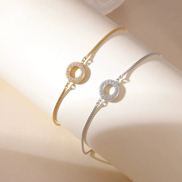 Titanium Steel Geometric Inlaid Zircon Women's Fashion Ring And Bracelet Hand Jewelry Electroplated