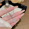 Titanium Steel Geometric Inlaid Zircon Women's Light Luxury Pendant Necklace