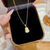 Titanium Steel Geometric Inlaid Zircon Women's Light Luxury Pendant Necklace