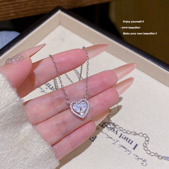 Titanium Steel Geometric Inlaid Zircon Women's Light Luxury Pendant Necklace