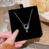 Titanium Steel Geometric Inlaid Zircon Women's Light Luxury Pendant Necklace