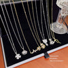 Titanium Steel Geometric Inlaid Zircon Women's Light Luxury Pendant Necklace