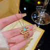 Titanium Steel Geometric Inlaid Zircon Women's Light Luxury Pendant Necklace