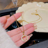 Titanium Steel Geometric Inlaid Zircon Women's Light Luxury Pendant Necklace