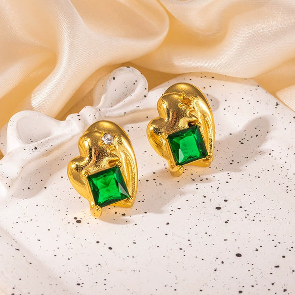 Titanium Steel Geometric Irregular Earrings Retro Luxury Style For Women Electroplated