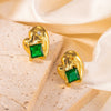 Titanium Steel Geometric Irregular Earrings Retro Luxury Style For Women Electroplated