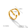 Titanium Steel Geometric Irregular Hammer Pattern Open Ring Women's Fashion Jewelry With Electroplating
