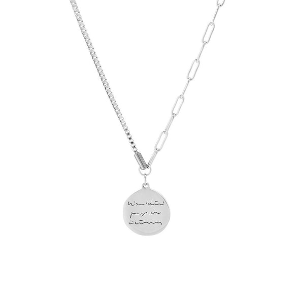 Titanium Steel Geometric Irregular Letter Hollow Necklace Hip Hop Trendy Box Chain Jewelry Polishing Design