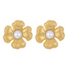 Titanium Steel Geometric Irregular Square Concave Ear Studs With Hammer Pattern And Electroplating For Women