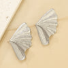 Titanium Steel Geometric Irregular Square Concave Ear Studs With Hammer Pattern And Electroplating For Women