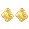 Titanium Steel Geometric Irregular Square Concave Ear Studs With Hammer Pattern And Electroplating For Women