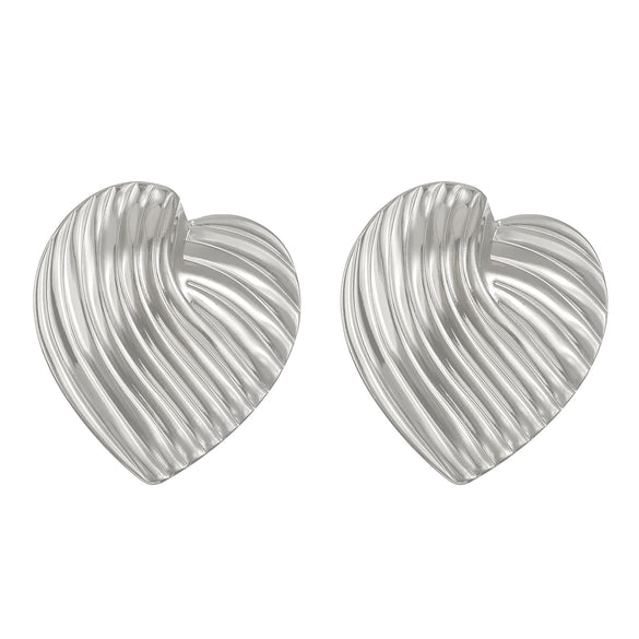 Titanium Steel Geometric Irregular Square Concave Ear Studs With Hammer Pattern And Electroplating For Women