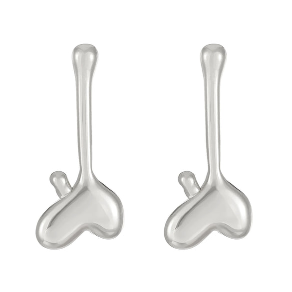 Titanium Steel Geometric Irregular Square Concave Ear Studs With Hammer Pattern And Electroplating For Women