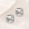 Titanium Steel Geometric Irregular Square Concave Ear Studs With Hammer Pattern And Electroplating For Women
