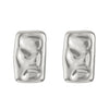 Titanium Steel Geometric Irregular Square Concave Ear Studs With Hammer Pattern And Electroplating For Women