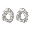 Titanium Steel Geometric Irregular Square Concave Ear Studs With Hammer Pattern And Electroplating For Women