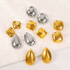 Titanium Steel Geometric Irregular Square Concave Ear Studs With Hammer Pattern And Electroplating For Women