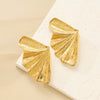 Titanium Steel Geometric Irregular Square Concave Ear Studs With Hammer Pattern And Electroplating For Women