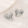 Titanium Steel Geometric Irregular Square Concave Ear Studs With Hammer Pattern And Electroplating For Women