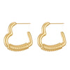 Titanium Steel Geometric Irregular Square Concave Ear Studs With Hammer Pattern And Electroplating For Women