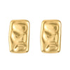Titanium Steel Geometric Irregular Square Concave Ear Studs With Hammer Pattern And Electroplating For Women