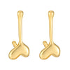Titanium Steel Geometric Irregular Square Concave Ear Studs With Hammer Pattern And Electroplating For Women