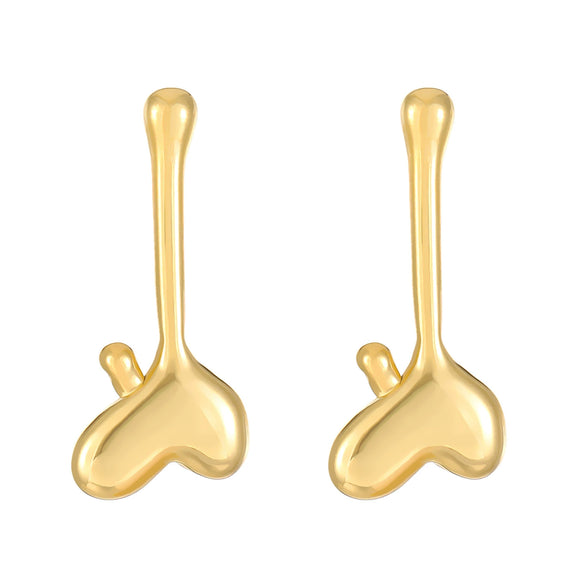 Titanium Steel Geometric Irregular Square Concave Ear Studs With Hammer Pattern And Electroplating For Women