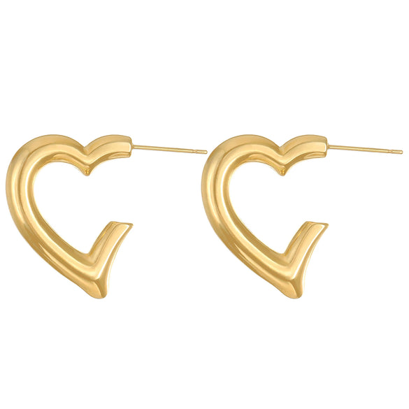 Titanium Steel Geometric Irregular Square Concave Ear Studs With Hammer Pattern And Electroplating For Women
