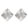 Titanium Steel Geometric Irregular Square Concave Ear Studs With Hammer Pattern And Electroplating For Women