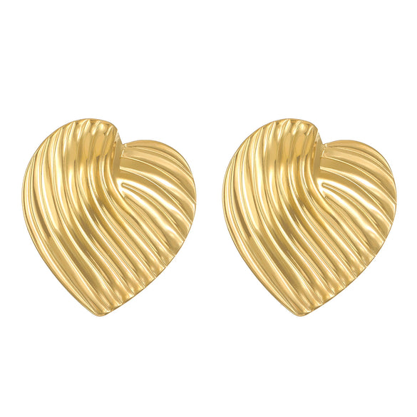 Titanium Steel Geometric Irregular Square Concave Ear Studs With Hammer Pattern And Electroplating For Women