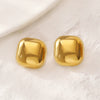 Titanium Steel Geometric Irregular Square Concave Ear Studs With Hammer Pattern And Electroplating For Women