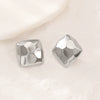 Titanium Steel Geometric Irregular Square Concave Ear Studs With Hammer Pattern And Electroplating For Women