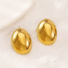 Titanium Steel Geometric Irregular Square Concave Ear Studs With Hammer Pattern And Electroplating For Women