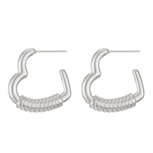 Titanium Steel Geometric Irregular Square Concave Ear Studs With Hammer Pattern And Electroplating For Women