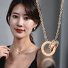 Titanium Steel Geometric Jewelry Set With Double Ring Clavicle Necklace Roman Numeral Earrings Diamond Ring And Bracelet For Unisex
