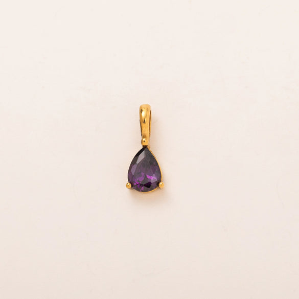 Titanium Steel Geometric 18K Gold Electroplated Birthstone Pendant Necklace With O Word Chain