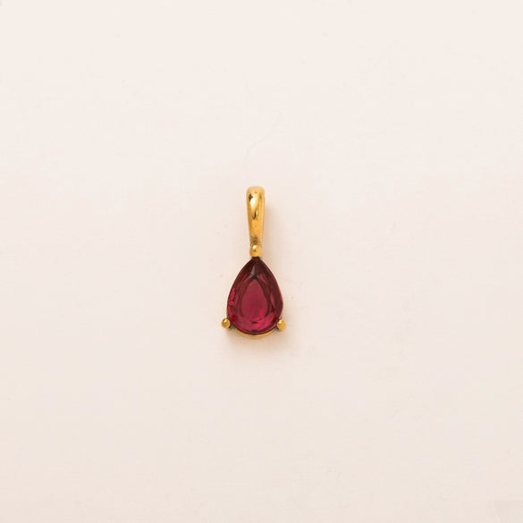 Titanium Steel Geometric 18K Gold Electroplated Birthstone Pendant Necklace With O Word Chain