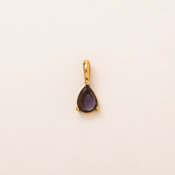 Titanium Steel Geometric 18K Gold Electroplated Birthstone Pendant Necklace With O Word Chain