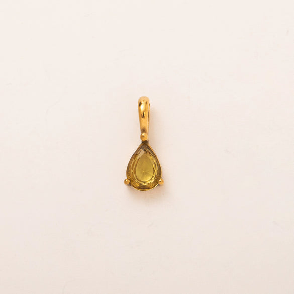 Titanium Steel Geometric 18K Gold Electroplated Birthstone Pendant Necklace With O Word Chain
