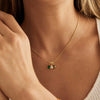 Titanium Steel Geometric 18K Gold Electroplated Birthstone Pendant Necklace With O Word Chain