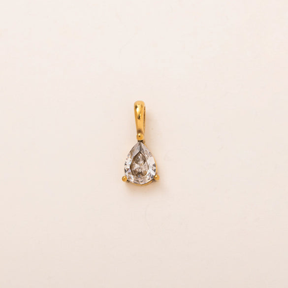 Titanium Steel Geometric 18K Gold Electroplated Birthstone Pendant Necklace With O Word Chain