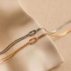 Titanium Steel Geometric Knot Chain Necklace And Herringbone Bracelet Handmade Electroplated For Women