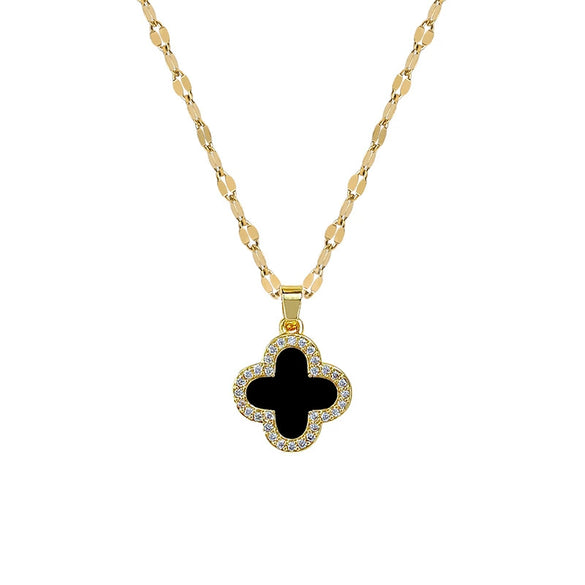 Titanium Steel Geometric Light Luxury Microinlaid Electroplating Women's Necklace Earrings Set