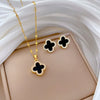 Titanium Steel Geometric Light Luxury Microinlaid Electroplating Women's Necklace Earrings Set