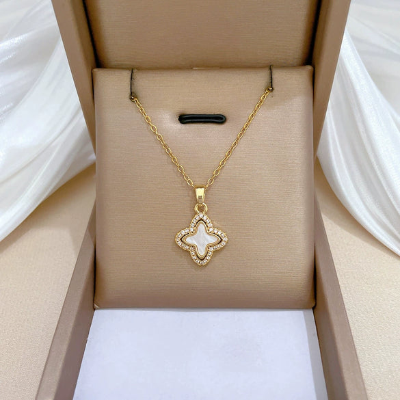 Titanium Steel Geometric Light Luxury Natural Style Necklace And Earrings Set With Electroplating Treatment